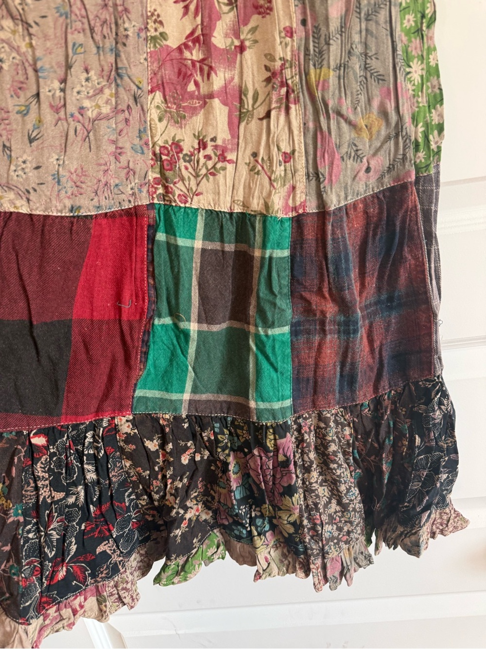Young Threads Western Boho Patchwork Belted Skirt Vintage NWT Large - Picture 7 of 13
